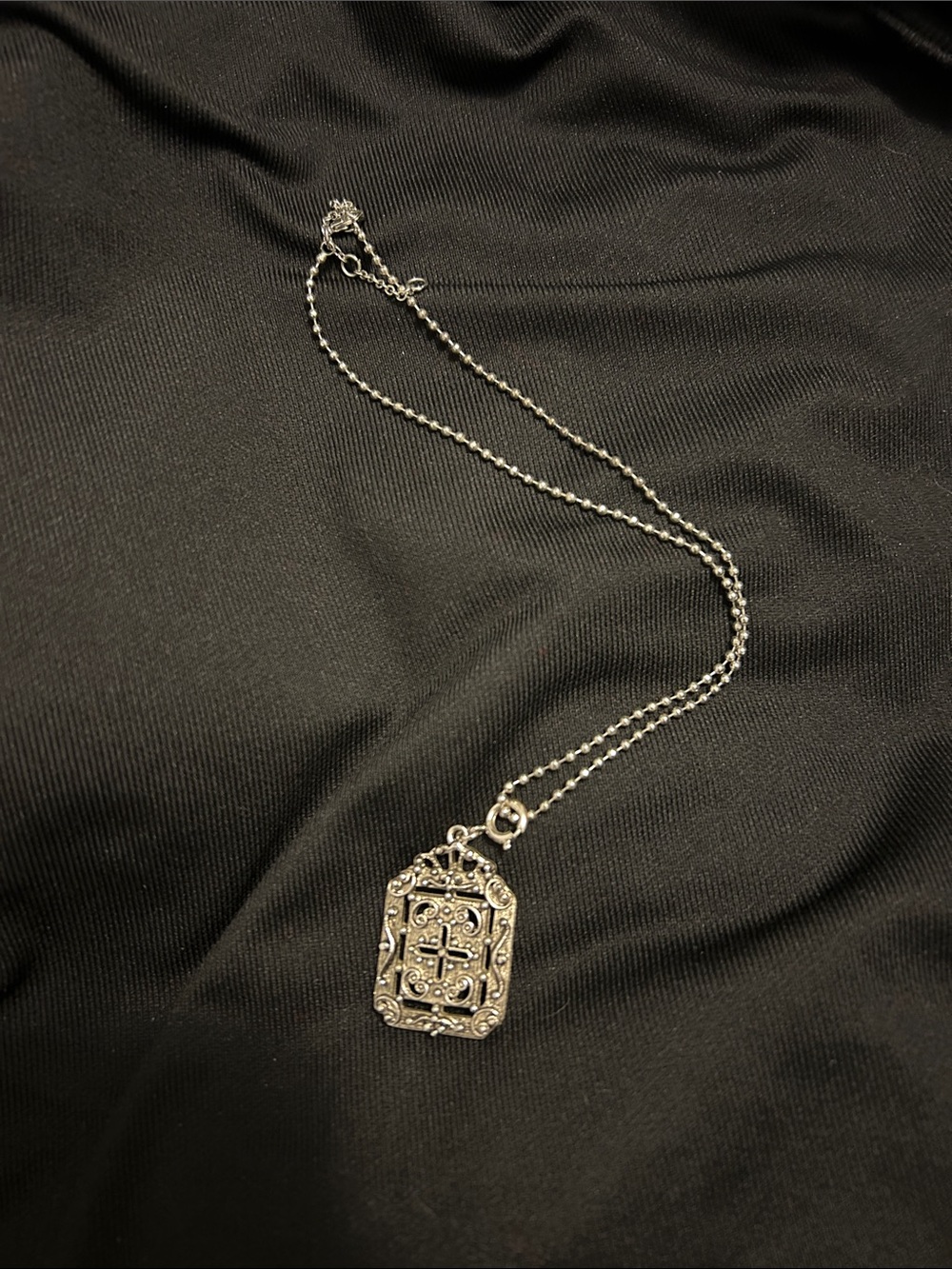 Silver Ornate Cross Pendant Necklace - Women Jewelry